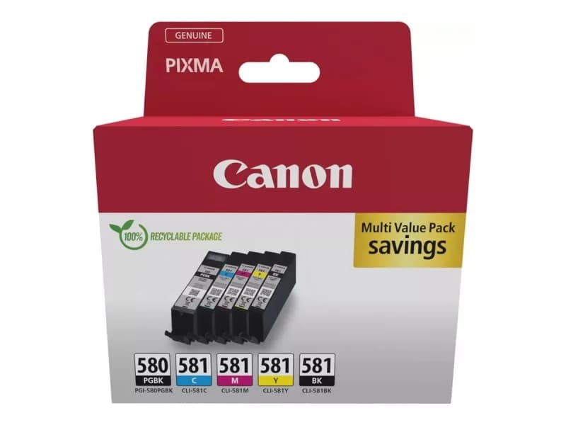 Pack 5 cartuchos originales Canon PGI-580 CLI-581 para PIXMA TS6150 TR7550
