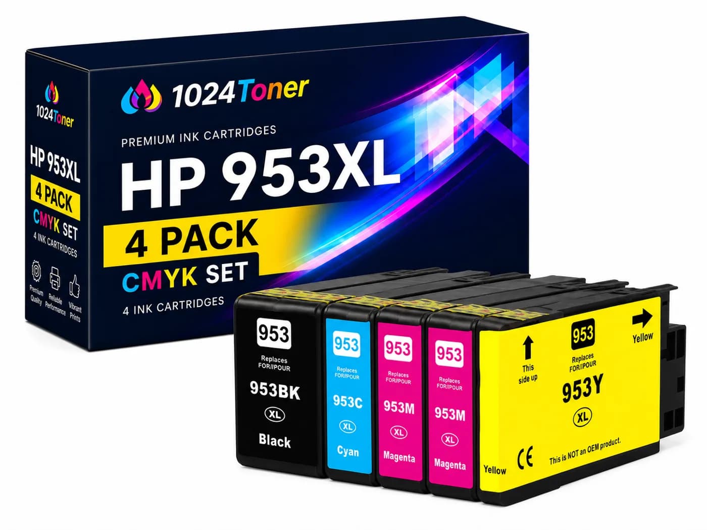 Pack de 4 cartuchos de tinta compatibles HP 953XL CMYK negro cyan magenta amarillo