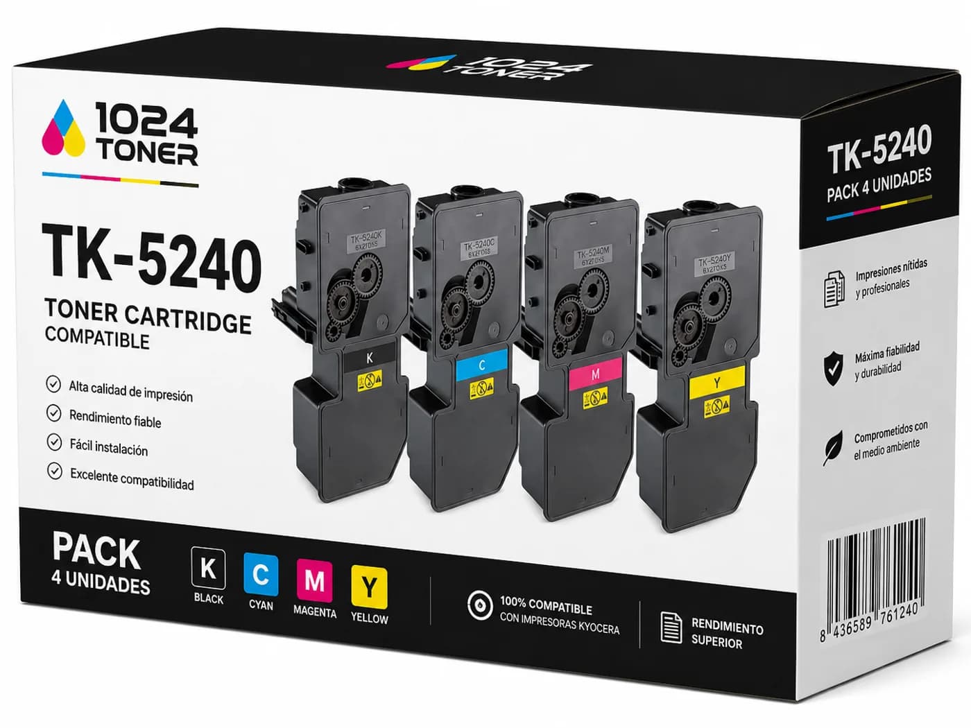 Pack de 4 Tóneres Compatibles Kyocera TK-5240 CMYK
