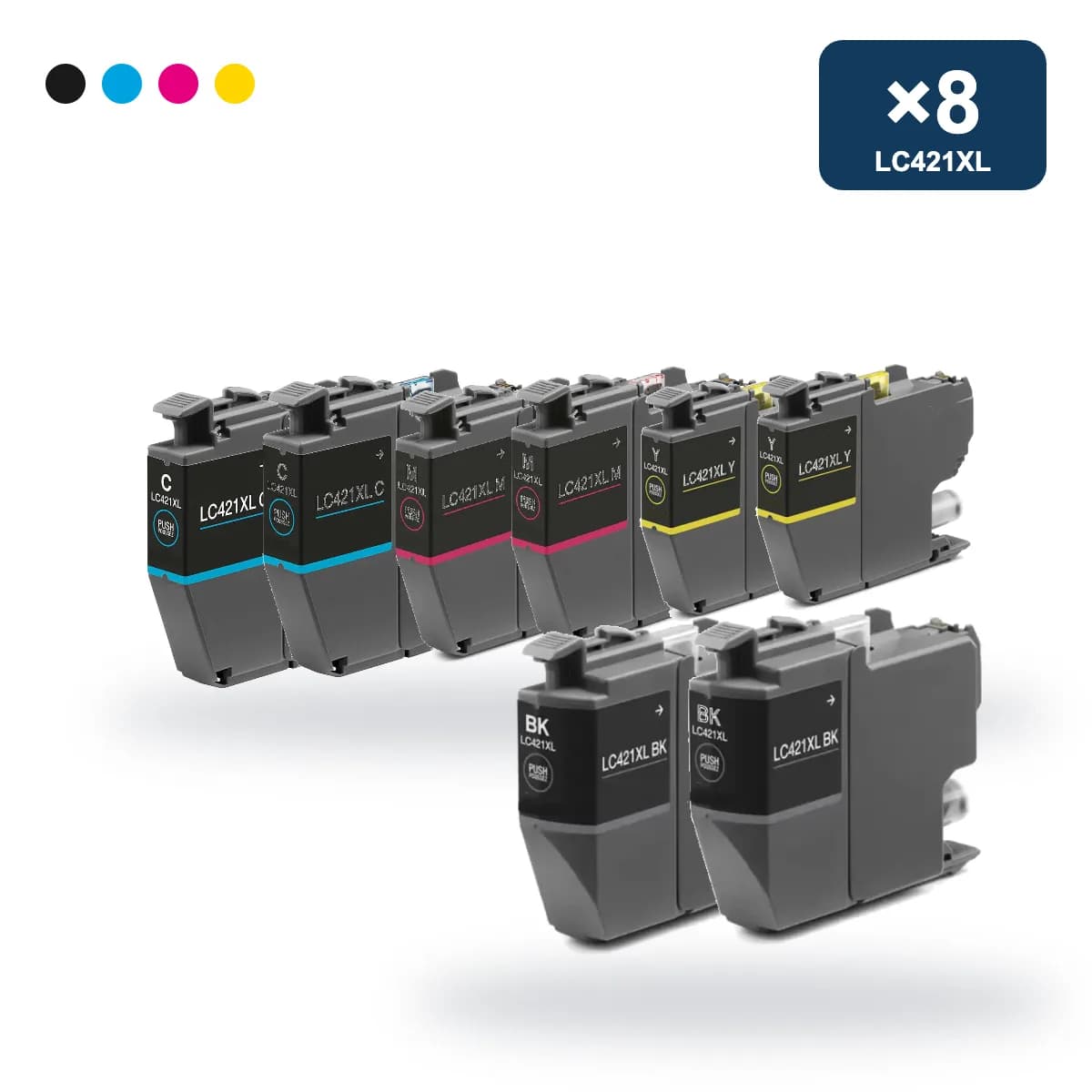 Pack de 8 cartuchos compatibles Brother LC421XL
