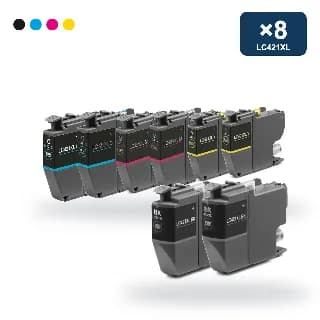Pack de 8 cartuchos compatibles Brother LC421XL miniatura 1