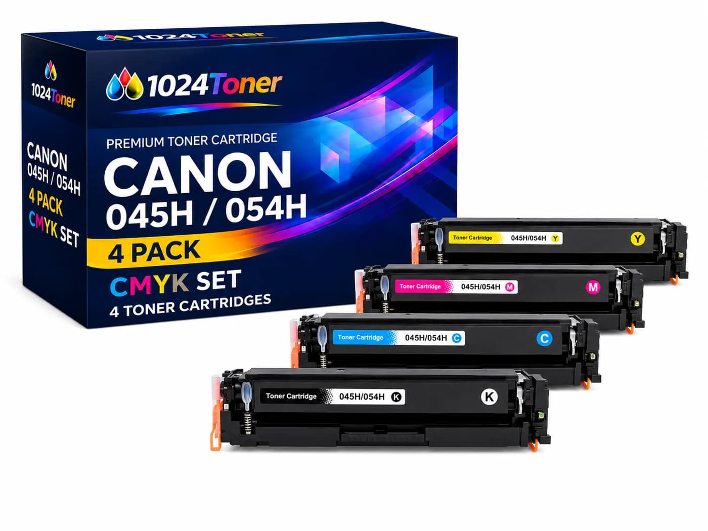 Pack de 4 tóneres compatibles Canon 045H 054H CMYK negro cyan magenta amarillo