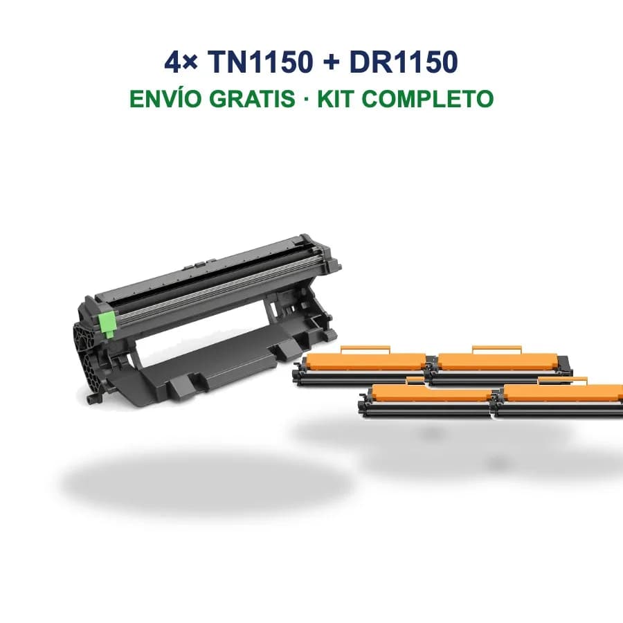 Kit de 4 tóneres TN-1150 y tambor DR-1150 compatibles Brother