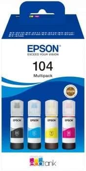 Pack 4x Botella de Tinta Original Epson 104 / C13T00P640 Color