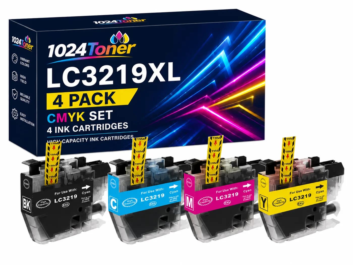 Pack de 4 cartuchos de tinta compatibles Brother LC3219XL CMYK negro cyan magenta amarillo