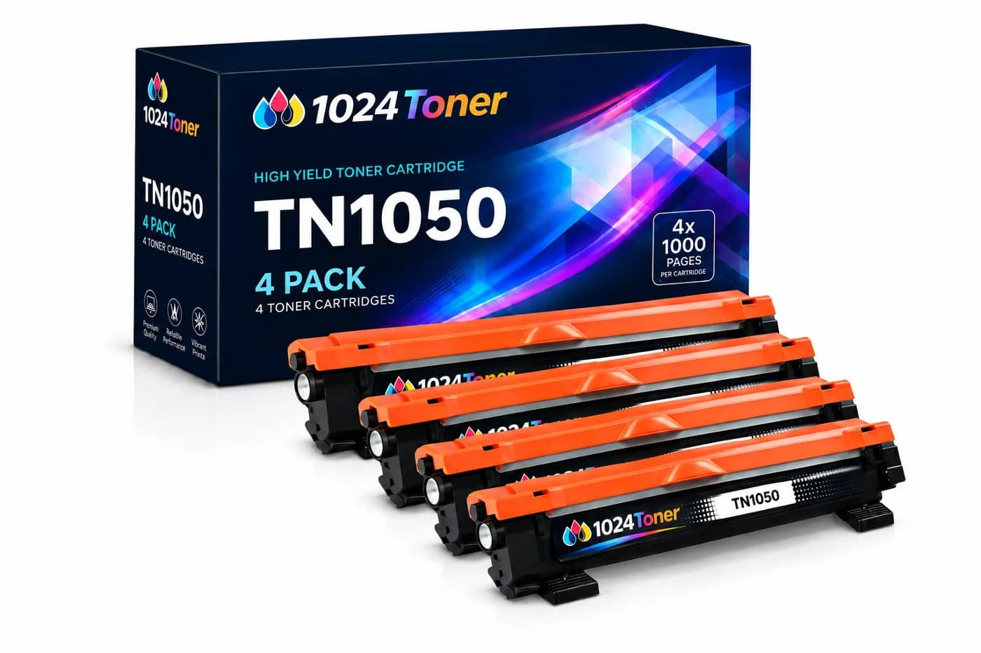 Pack 4x Tóner Compatible Brother TN1050 Negro