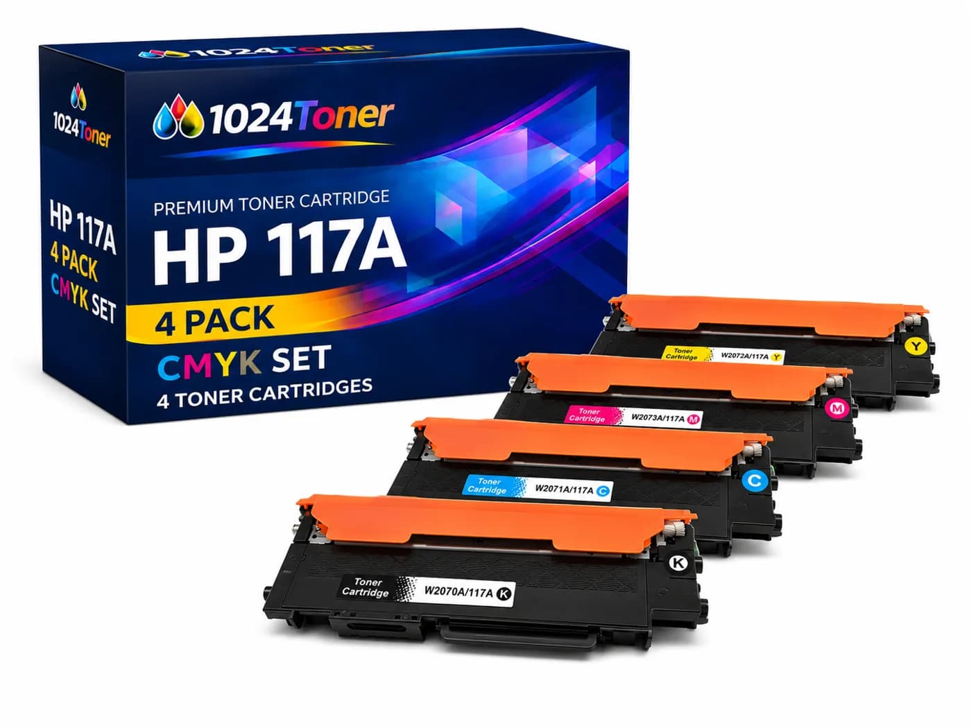 Pack de 4 tóneres compatibles HP 117A CMYK negro cyan magenta amarillo