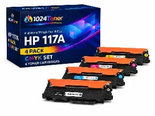 Pack de 4 tóneres compatibles HP 117A CMYK negro cyan magenta amarillo miniatura 1