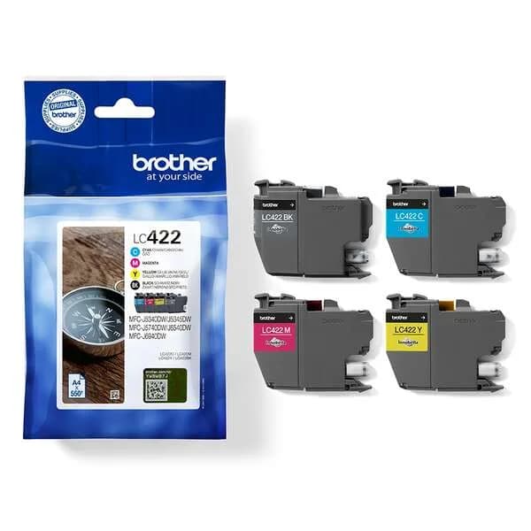 Pack 4 cartuchos originales Brother LC422 negro cyan magenta amarillo