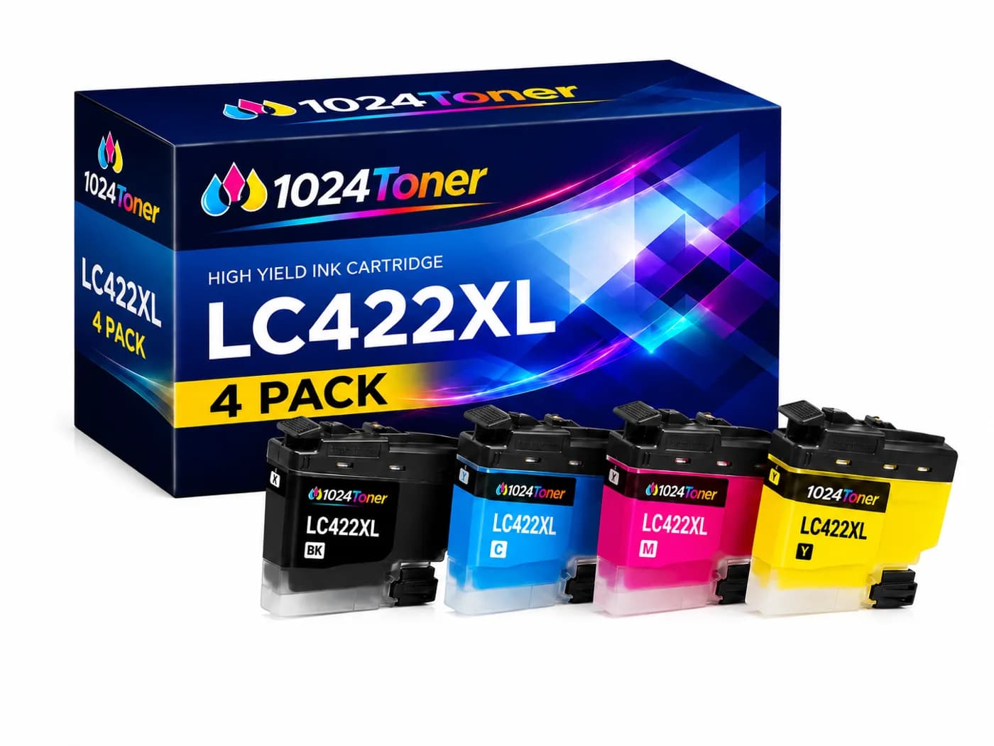 Pack de 4 cartuchos compatibles Brother LC422XL: negro, cian, magenta y amarillo