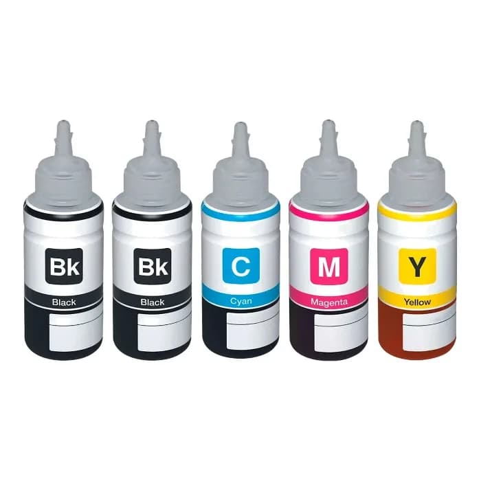 Pack 5 botellas de tinta compatibles Epson EcoTank con doble negro