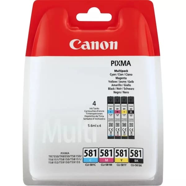 Pack 4x Cartucho de Tinta Original Canon CLI581 / 2103C004 / 2103C007 Color