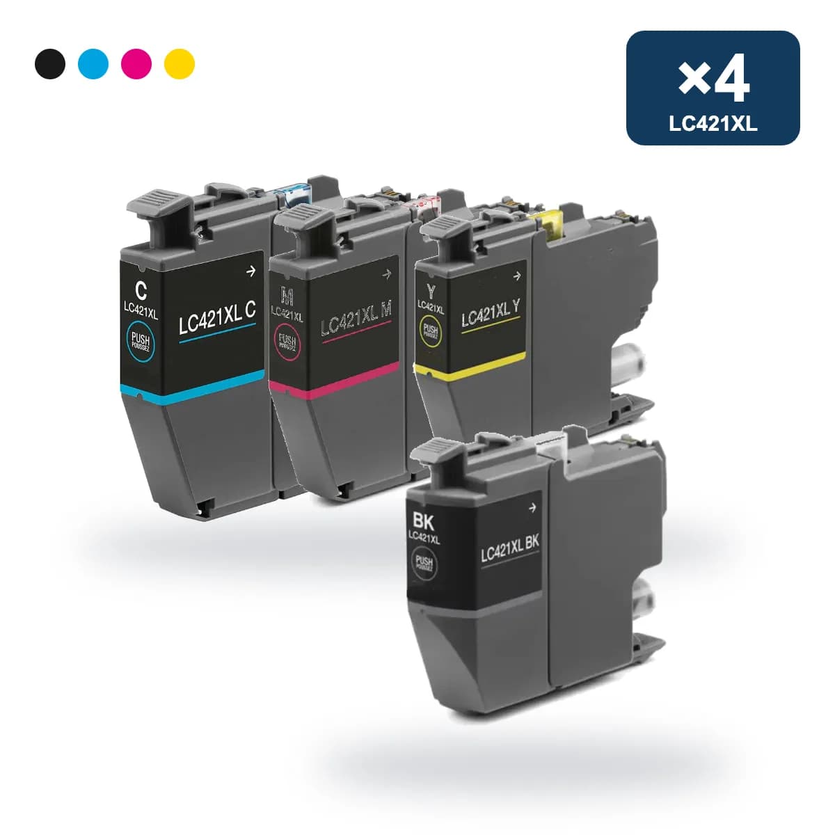 Pack de 4 cartuchos compatibles Brother LC421XL CMYK